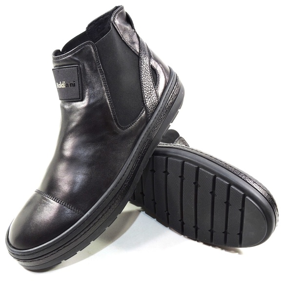 BALDININI 🇮🇹 MEN'S BLACK SOFT LEATHER COMFORT CHELSEA FLAT BOOTIE - Picture 1 of 7